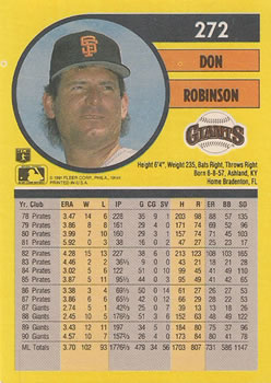 Don Robinson  baseball card collectible - Main Image 2