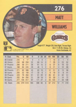 Matt Williams  baseball card collectible - Main Image 2