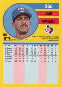 Juan Gonzalez  baseball card collectible - Main Image 2