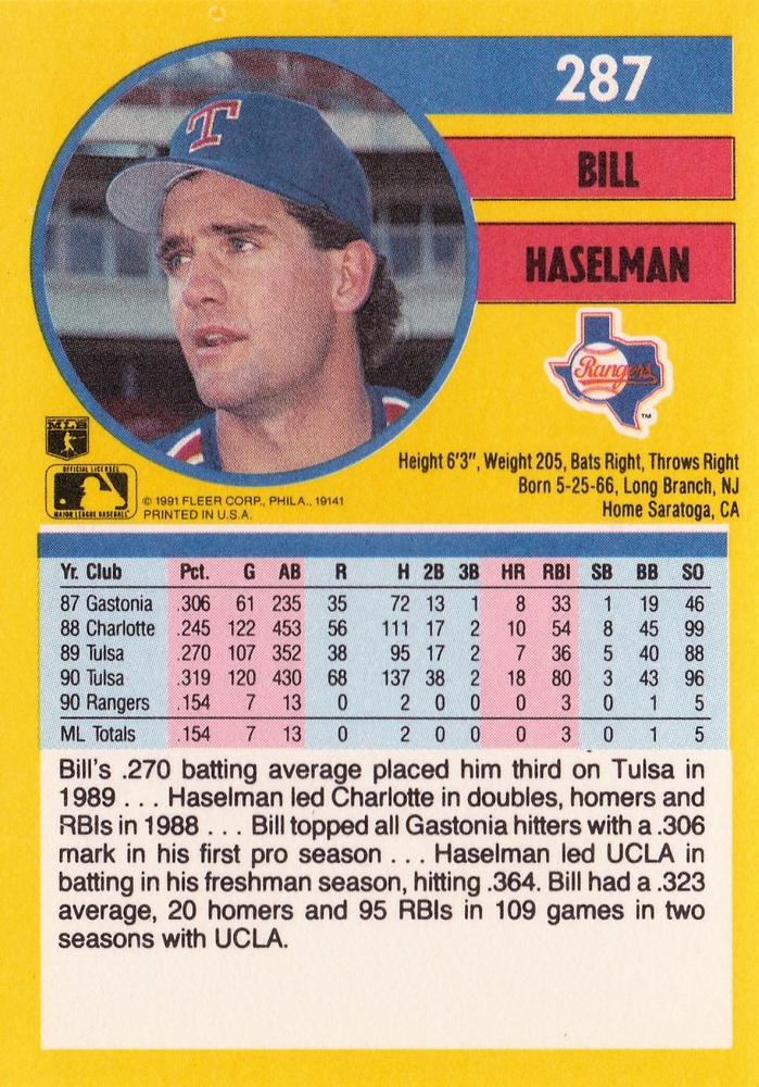 Bill Haselman  baseball card collectible - Main Image 2