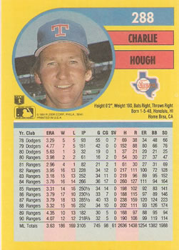 Charlie Hough  baseball card collectible - Main Image 2