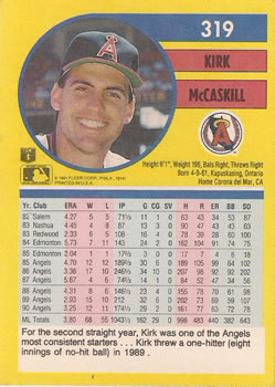 Kirk McCaskill  baseball card collectible - Main Image 2
