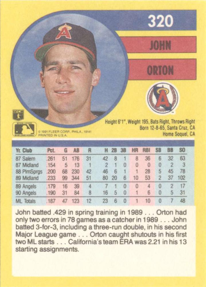 John Orton  baseball card collectible - Main Image 2