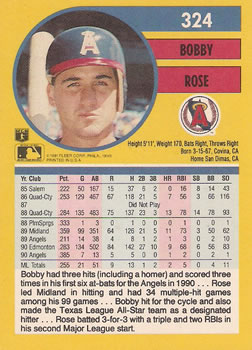 Bobby Rose  baseball card collectible - Main Image 2