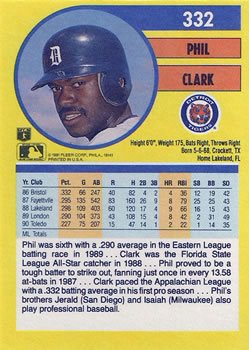 Phil Clark  baseball card collectible - Main Image 2