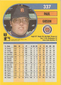 Paul Gibson  baseball card collectible - Main Image 2
