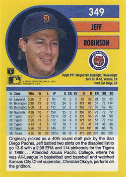 Jeff Robinson  baseball card collectible - Main Image 2