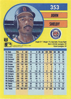 John Shelby  baseball card collectible - Main Image 2