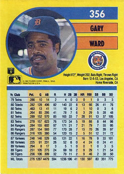 Gary Ward  baseball card collectible - Main Image 2