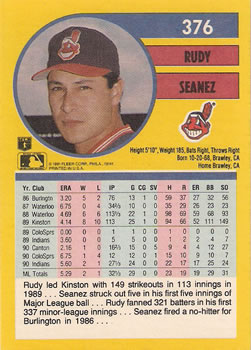 Rudy Seanez  baseball card collectible - Main Image 2