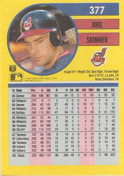 Joel Skinner  baseball card collectible - Main Image 2