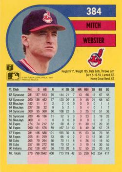 Mitch Webster  baseball card collectible - Main Image 2