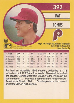 Pat Combs  baseball card collectible - Main Image 2