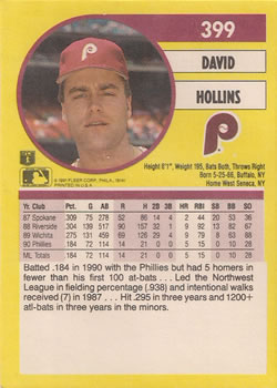 David Hollins  baseball card collectible - Main Image 2