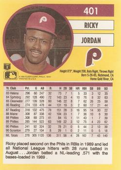 Ricky Jordan  baseball card collectible - Main Image 2