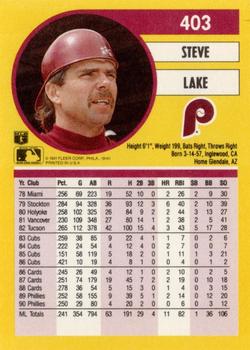 Steve Lake  baseball card collectible - Main Image 2