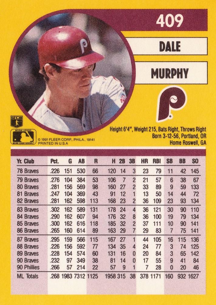 Dale Murphy  baseball card collectible - Main Image 2