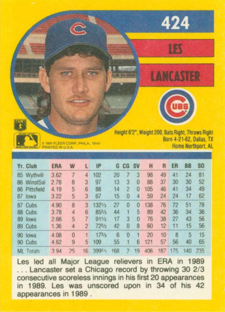 Les Lancaster  baseball card collectible - Main Image 2