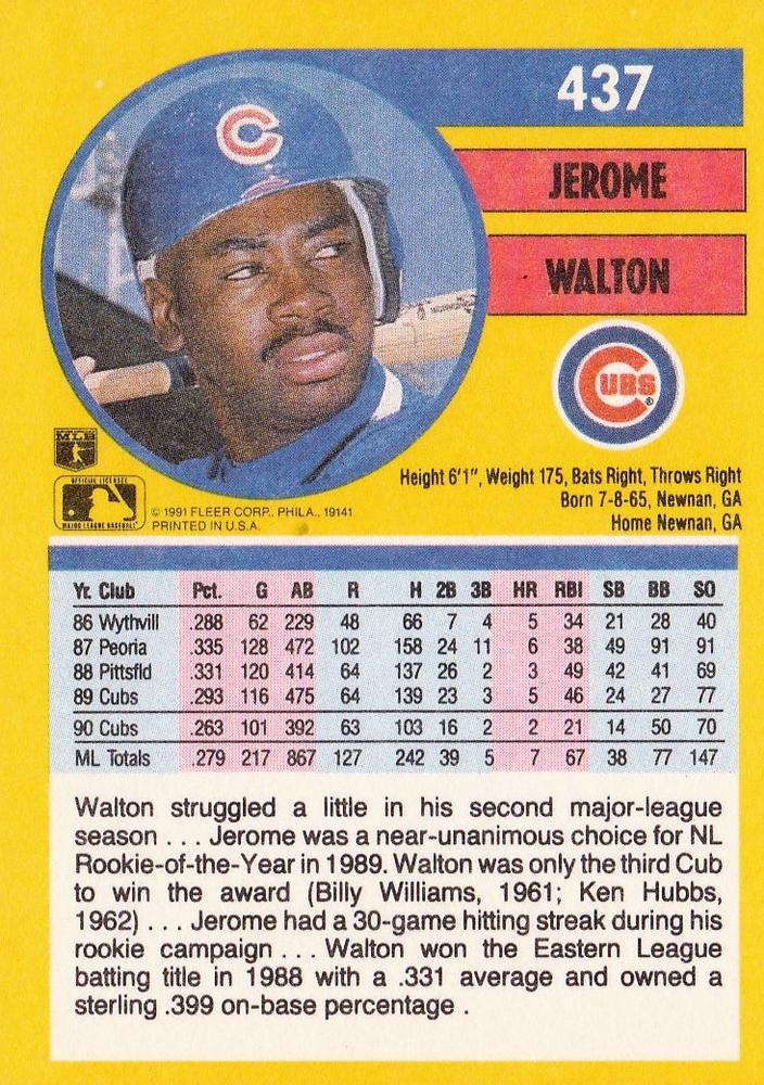 Jerome Walton  baseball card collectible - Main Image 2