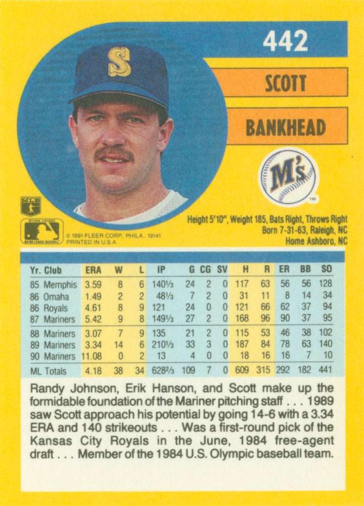 Scott Bankhead  baseball card collectible - Main Image 2