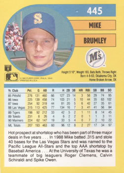 Mike Brumley  baseball card collectible - Main Image 2