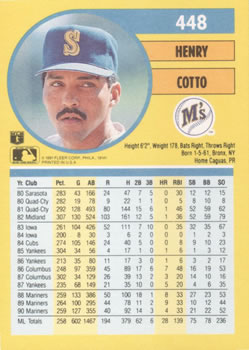 Henry Cotto  baseball card collectible - Main Image 2