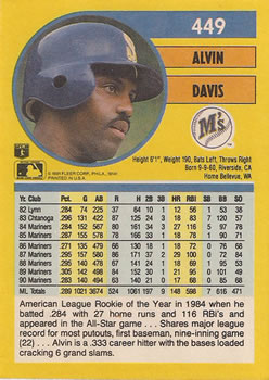 Alvin Davis  baseball card collectible - Main Image 2