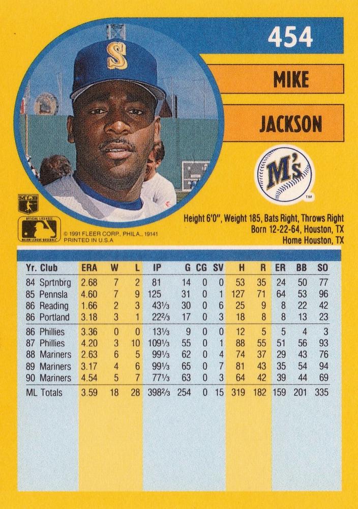 Mike Jackson  baseball card collectible - Main Image 2