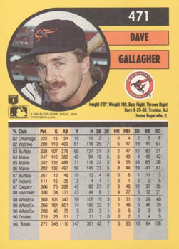 Dave Gallagher  baseball card collectible - Main Image 2