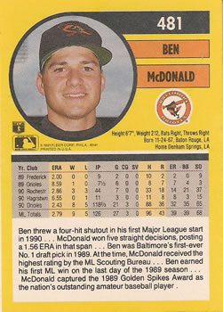 Ben McDonald  baseball card collectible - Main Image 2