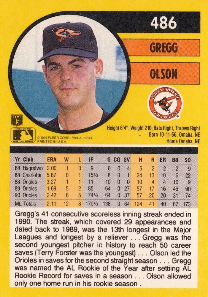 Gregg Olson  baseball card collectible - Main Image 2