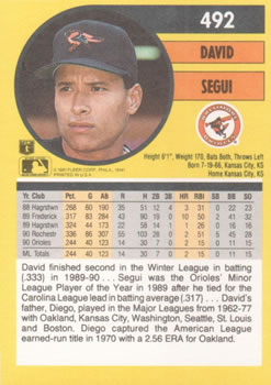 David Segui  baseball card collectible - Main Image 2