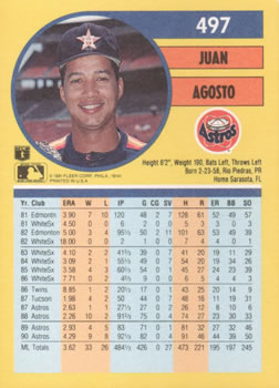 Juan Agosto  baseball card collectible - Main Image 2