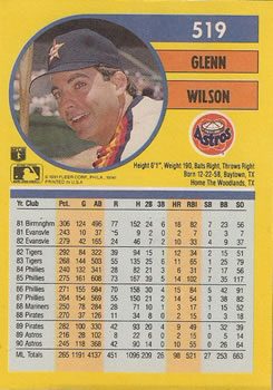 Glenn Wilson  baseball card collectible - Main Image 2