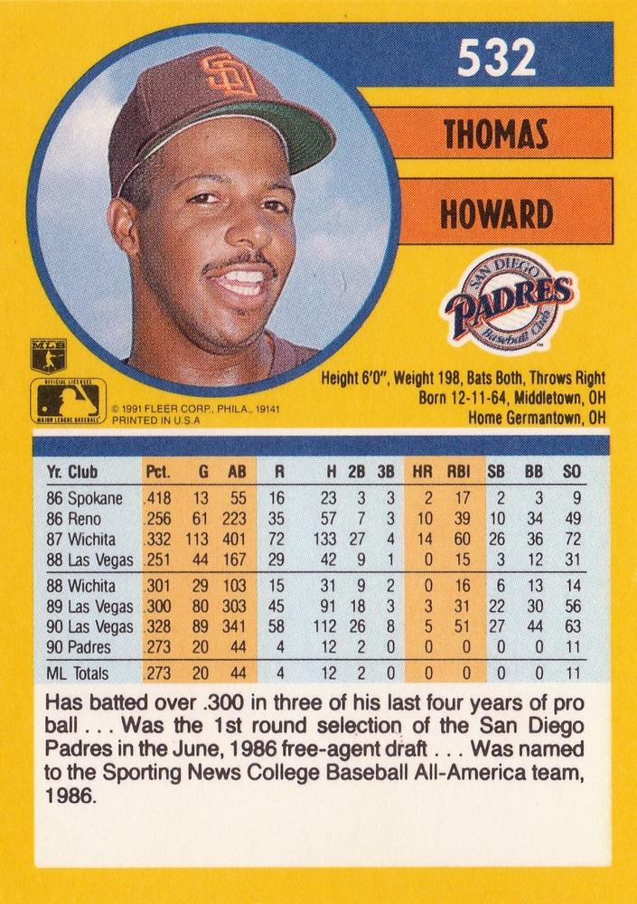 Thomas Howard  baseball card collectible - Main Image 2