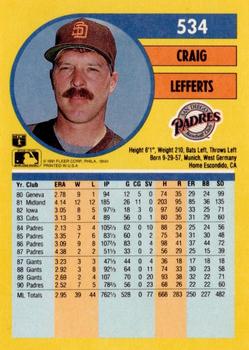 Craig Lefferts  baseball card collectible - Main Image 2