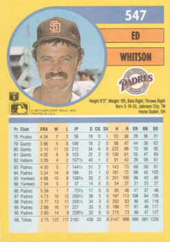 Ed Whitson  baseball card collectible - Main Image 2