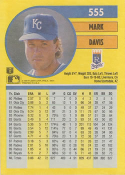 Mark Davis  baseball card collectible - Main Image 2