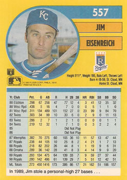 Jim Eisenreich  baseball card collectible - Main Image 2