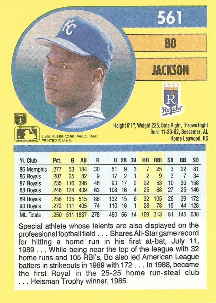 Bo Jackson  baseball card collectible - Main Image 2