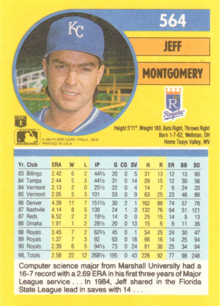 Jeff Montgomery  baseball card collectible - Main Image 2
