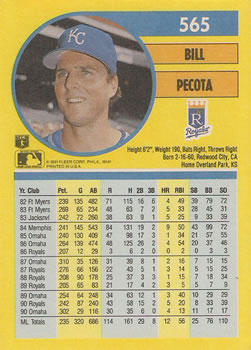 Bill Pecota  baseball card collectible - Main Image 2