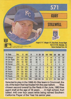 Kurt Stillwell  baseball card collectible - Main Image 2