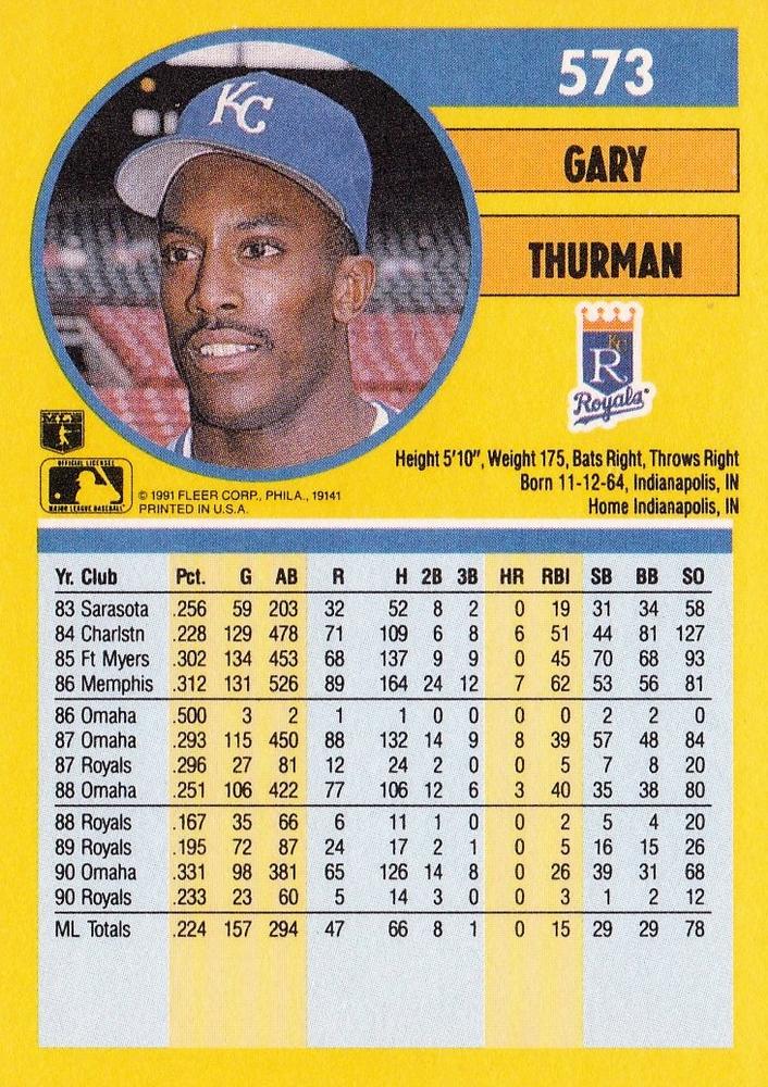 Gary Thurman  baseball card collectible - Main Image 2