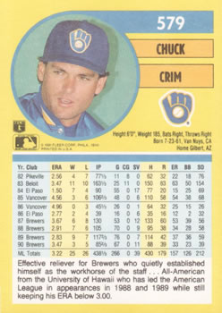 Chuck Crim  baseball card collectible - Main Image 2