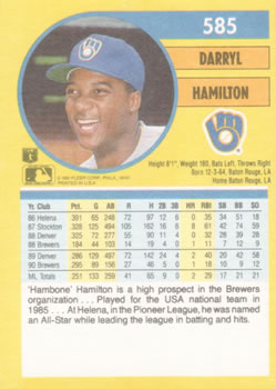 Darryl Hamilton  baseball card collectible - Main Image 2