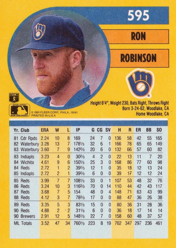 Ron Robinson  baseball card collectible - Main Image 2