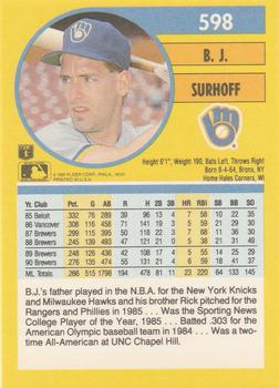 B.J. Surhoff  baseball card collectible - Main Image 2