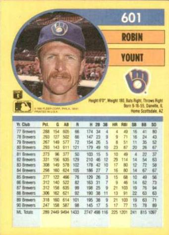 Robin Yount  baseball card collectible - Main Image 2