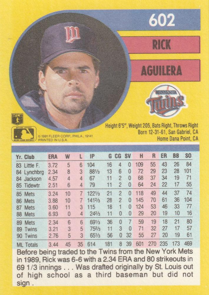 Rick Aguilera  baseball card collectible - Main Image 2